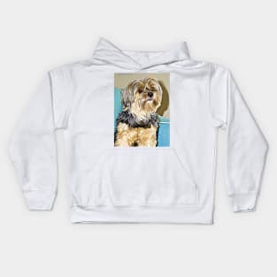 Cute Yorkshire Terrier Yorkie Puppy Digital Art Kids Hoodie